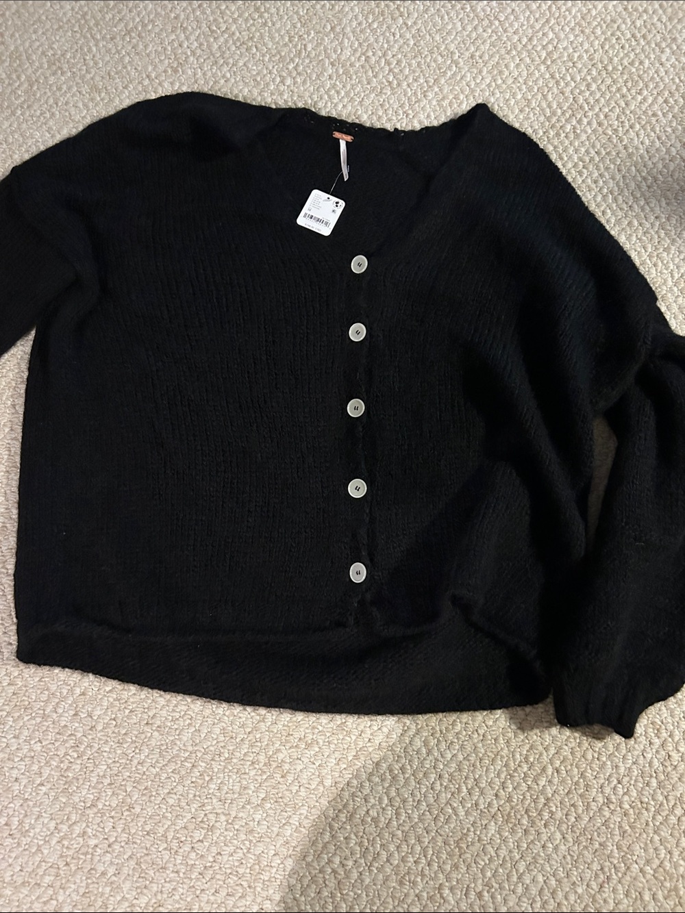 Free People Black alpaca/wool Button-Front Women's Sweater